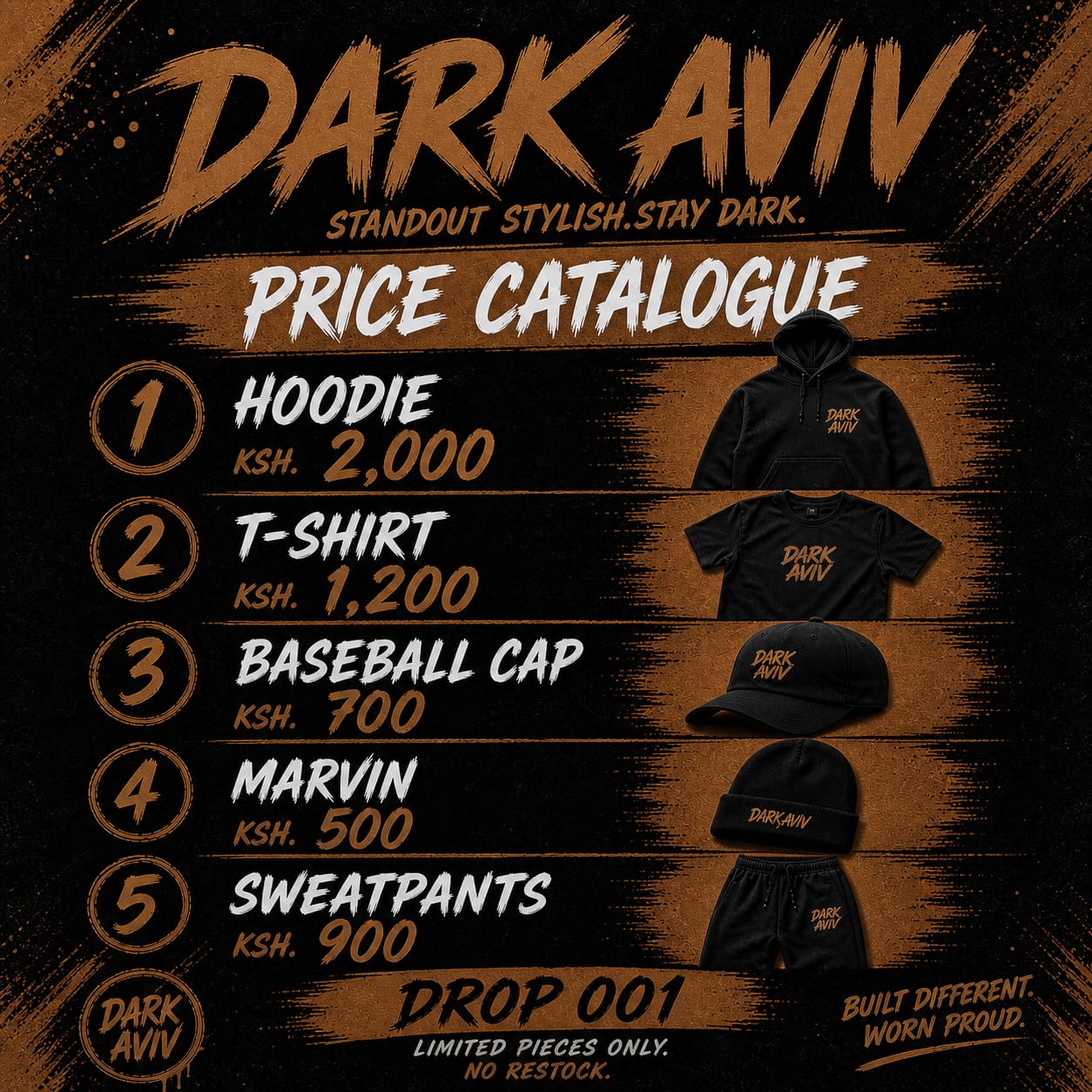 DARK AVIV Drop 001 Catalogue